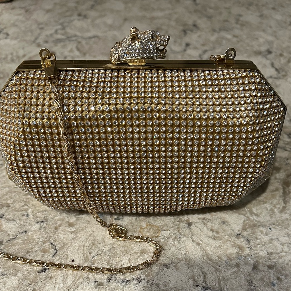 Elegant Gold Rhinestone Clutch /Real Collectibles by Adrienne.